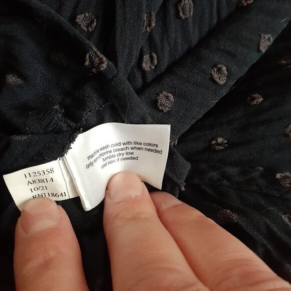 Lane Bryant Women's Size 18/20 Navy Blue Swiss Dot Off the Shoulder Peasant Top - Picture 7 of 11